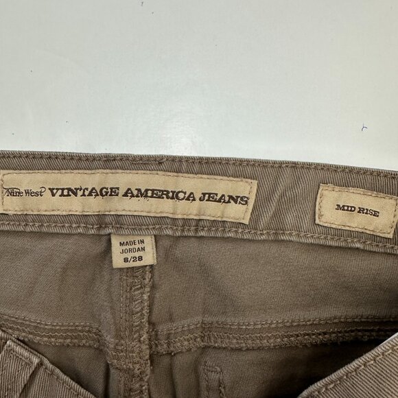 Vintage America Mid Rise Crop Women's size 8 Tan Brown Denim jeans - Picture 3 of 4